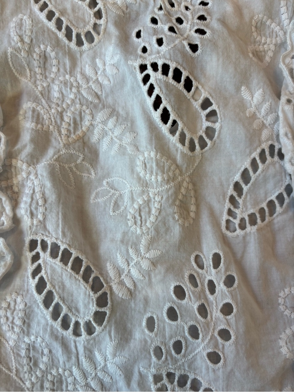 Zara Basic White Eyelet Embroidered Ruffle Blouse Size Medium Cottagecore - Picture 5 of 8